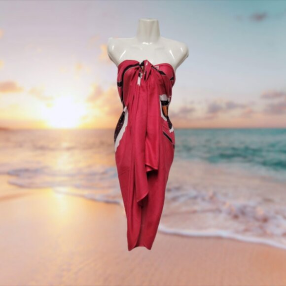 Womens Sarong Pareo Cotton Wrap HandPainted Batik Wrapskirt Beachwear -NEW - Picture 4 of 5